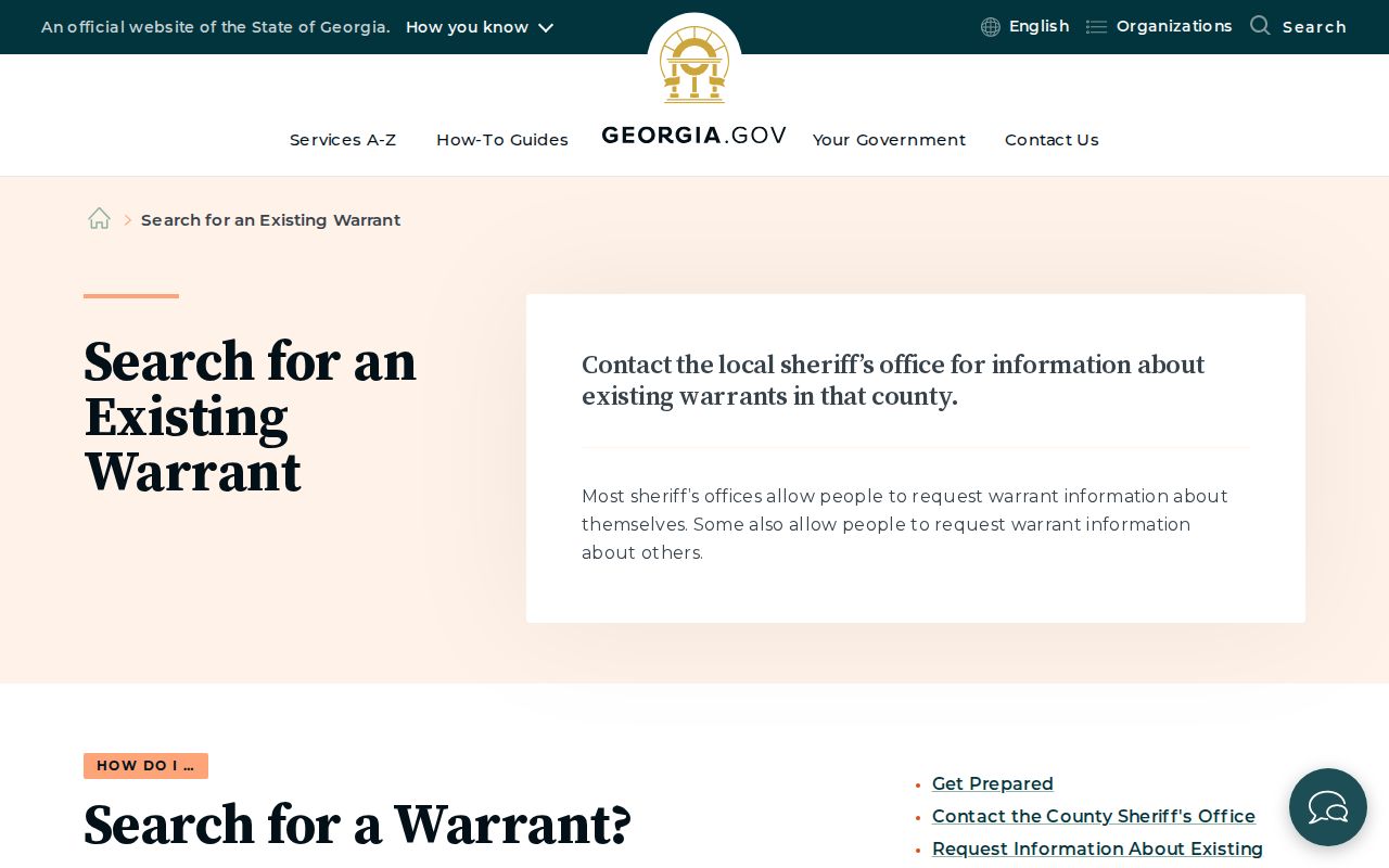 Turner County warrant search using Georgia local sheriff guidance