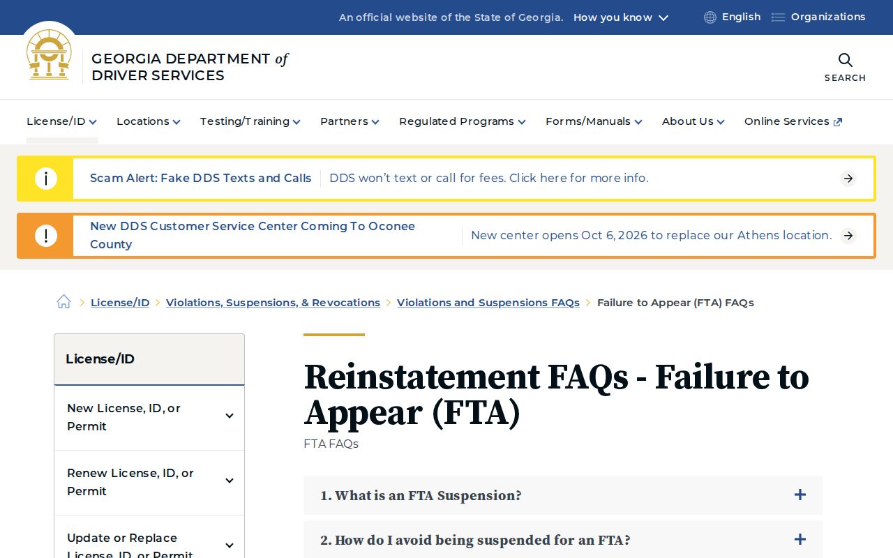 Georgia DDS 28-day failure-to-appear suspension explanation