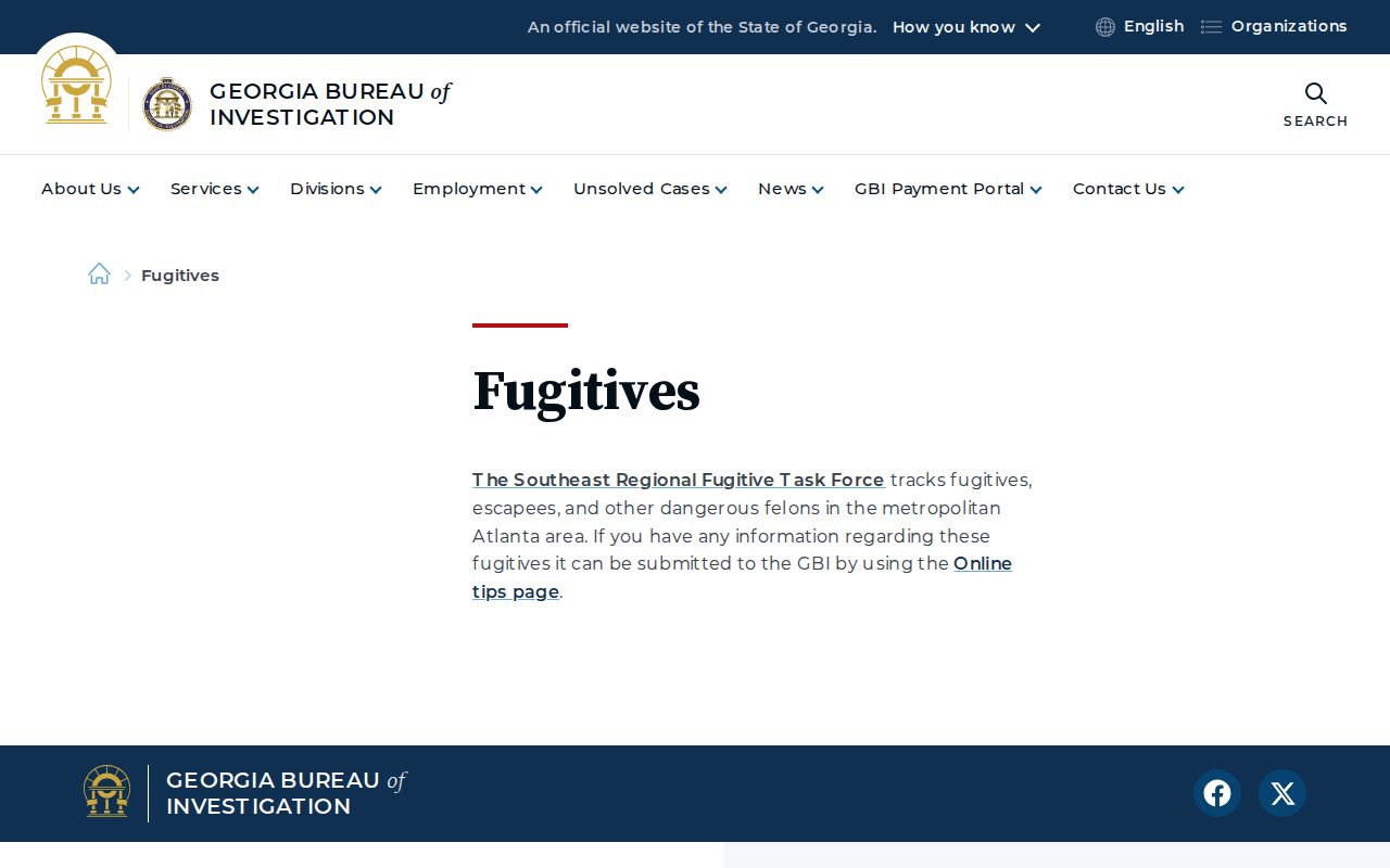 Georgia Bureau of Investigation fugitive program description