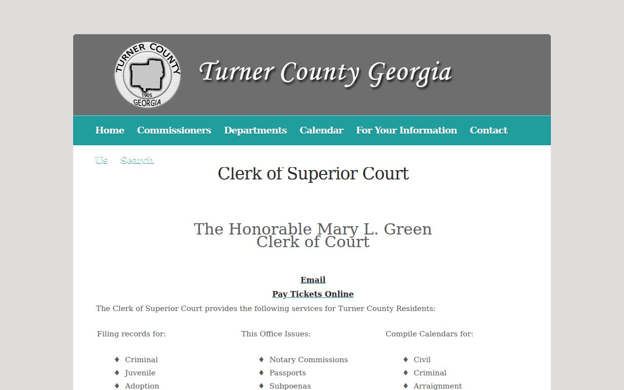 Turner County Clerk warrant and bench warrant filing duties